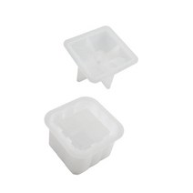 저장 상자 실리콘 모형 단지 기술 촛대 에폭시 수지 주물, 하얀색, 8.2cmx8.2cmx9.6cm