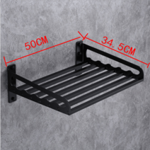 베란다 스텐 선반, 50*34CM 블랙 펀칭설치