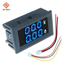 0.56 inch mini 디지털 전압계 전류계 dc 100v 10a volt ampere meter 전류계 전압 테스터 led 디스플레이 케이블 커넥터, dc 100v 10a 블루블루