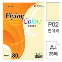 플라잉칼라 P02 연미색 A4 80g 복사용지 25매입 10개, 없음