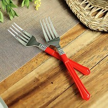 [바보사랑]홈파티 플레이팅 포크 (10개입) 레드-파티해, 색상:오렌지, 단품