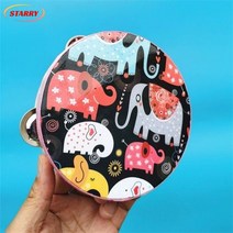 Starry 캐릭터 패턴 탬버린, 6인치 블랙 코끼리