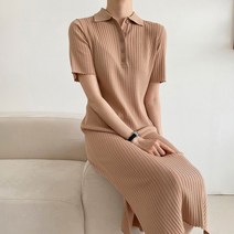 MUMUSEE 비스코스 100 여성 반팔 니트원피스 롱 2color