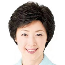 할머니 가발 중년 여성 통가발 여자 자연스러운 노인 단발머리 리얼머리 곱슬머리 연기 부인 시어머니 머리커버, 자연흑고온사 송모망 빗