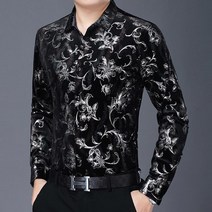 건달셔츠 조폭 페이즐리 컨셉 남성 긴팔 셔츠 레드 골드 꽃셔츠 R22