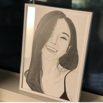 100% 수작업 초상화 A5(20cm) 연필 색연필 크리스마스 생일 친구 선물 거실인테리어 크리스마스 연말 새해 선물 - 아트버프, 올리브골드