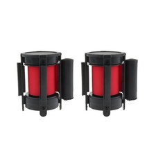 GHSHOP 2x대기열 장벽 wallmount 군중 컨트롤 개폐식 빨간색, 3 미터, 빨간, 나일론