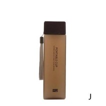 신기한물병 특이한 귀여운 사각형 차 우유 과일 물 컵 480ml 투명 병 스타일 스포츠 로프 내열 음료 Kor, J