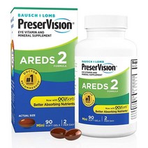해외 PreserVision AREDS 2 눈 비타민 미네랄 루테인 C 제아잔틴 아연 E 함유 연질 캡슐 90개입 [3602494057], 90