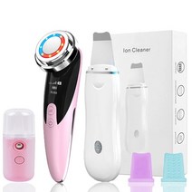 뷰티디바이스LED Face Light Therapy Lifting Device Ultrasonic Skin Scrubber Electric Facial Massager, 02 Type 1 Pink