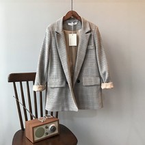바이스타 앤티크 체크 캐주얼 정장 코트