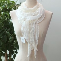 메리앤유 엠보싱 거즈면 화이트레이스 롱스카프