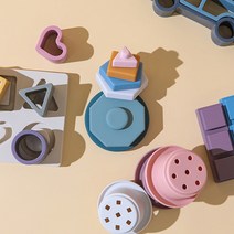 실리콘 모양퍼즐 스태커 컵쌓기 빌딩블록 아기블록 소프트블록 유아용블록 쌓기 돌아기 3세 4세 조카선물, 3_노리빌딩블록(실리콘)