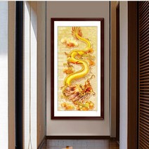 황금 용 성공 인테리어 그림 사무실 현관 보석 십자수 재료 만들기 세트, 55x90CM