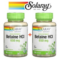 (1+1) 솔라레이 베타인 HCL 펩신 하이포텐시 다이제스티브 엔자임 효소 650mg 100 베지캡슐 2팩