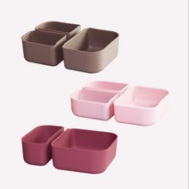 [마미스테이블] 최고급식품용실리콘 직장인 도시락통 내컵, 3구라지 베이비핑크 작은내컵(2P)