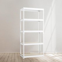 스피드랙 무볼트 조립식 앵글 철제 선반 5단 900 x 900 x 1950, 화이트, 9mm 양면코팅 보드