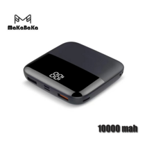 makabaka 슬림형 미니 보조배터리 10000mah 대용량 경량 휴대용 고속 충전 USB 충전, 블랙