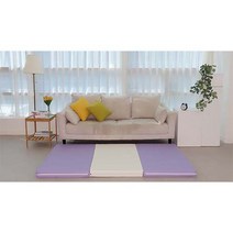 SEJEL.F (세젤에프) 3단 PU 레자 인조가죽 접이식 매트리스 가성비 주문제작 고밀도 스펀지 매트리스 라벤더 & 아이보리 배색 7.5CM, 소라 & 아이보리