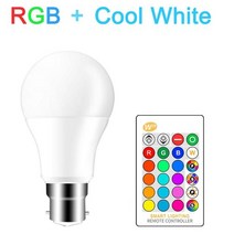 LED 전구 조명 램프 b22 rgb 5w 10w 15w 16 색 매직 ac 220v 110v rgb 흰색 ir 원격 디밍전구, ir b22 10w rgb cw