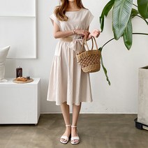 티탁 여성 빅사이즈 롱원피스 루즈핏 올가린넨끈원피스