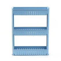 일자 구멍홀 조립식 슬림 틈새 선반 쇼파뒤 세탁실 세탁기 베란다 주방 2단 3단 4단 화이트 블루 그린 종류선택, 1개, 블루 3단