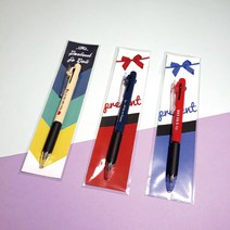 incolor 잘 써지는 네임 세이프티 클립 3색 볼펜, 네이비 2.파란리본