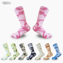 에멜강스 남성 여성 타이다이 형광 보카시 스트릿 레깅스 등산 예쁜 컬러 긴 장목 패션 양말