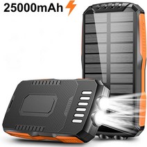 태양광 충전기 보조배터리25000mAh / 야외 조명 및 실내외 급속 충전 기능 포함, 25000milliampere