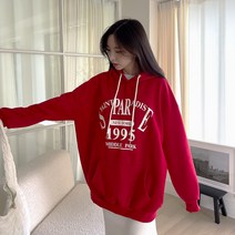 쉐얼유 여성용 보이프렌 남여공용 오버핏 기모 후드티