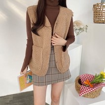 여성 뽀글이 양털조끼 무스탕 덤블 후리스 베스트