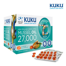 KUKU 쿠쿠 뉴질랜드 초록입홍합오일27000mg 120캡슐 초록입홍합크림 푸른입녹색그린 무릎 관절 연골 건강 영양 보충제, 초록입홍합오일 120캡슐