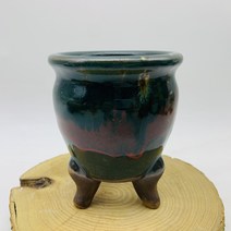 예운분-109 녹색 긴원형 수제화분 다육이화분 도자기화분