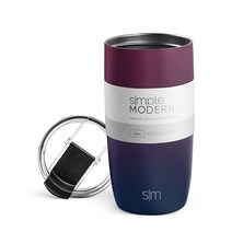 Simple Modern 플립 뚜껑이 있는 여행용 커피 머그 텀블러 | 재사용 가능한 단열 스테인리스 스틸 보온병 콜드 브루 아이스 컵 여성 남성 및 그녀를 위한 선물 보이저 컬렉, 16oz, Ombre Mystic Moon