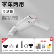 가정용 무선청소기 흡입기 소형 고출력 45000PA 경량 미니 강아지 고양이 털 제거, 화이트 세트(보관가방+교환필터3개 등)