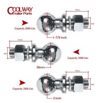 가로바 1-78 2 인치 50mm 트레일러 히치 견인 볼 M19 Shank Dia 용량 3500 파운드 연결 부품 RV 캠핑 캐러, 01 1 7 8 Inch (M19)
