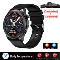 무통 무채혈 혈당 측정기 당뇨체크 스마트워치 ECG PPG 혈압 체온 IP68 방수, Black silicone 1