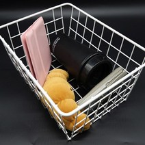 철망 바스켓 와이어 네트망 바구니 인형 정리 흰색 1P