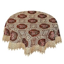Simhomsen 커피 테이블용 소형 빈티지 버건디 레이스 식탁보 라운드 91.4cm(36인치), 70 Inch Round