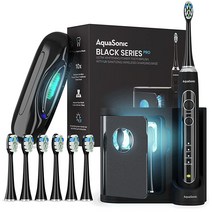 Aquasonic Black Series PRO – 울트라 화이트닝 파워 칫솔 - 4가지 모드 및 스마트 타이머 UV 살균 베이스 충전 여행용 케이스 ADA 승인