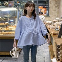 임산부 봄 패션 상의 간절기 루즈핏 긴팔 셔츠 임부복