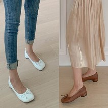 로렌스 귀여운 스퀘어 사각코 리본 빈티지 로맨틱 러블리 플랫 슈즈 여자 구두 로우힐 펌프스 통굽 데일리 발이 편한 신발 2.5cm 225mm~250mm