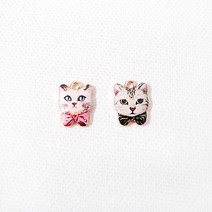 [7037-G]에폭펜던트 미니리본고양이 11x15mm 1개