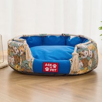 강아지 드라이룸 개를위한 Thicken Dog Kennel 애완 동물 침대 대형 고양이 집 개 강아지 제품 쿠션 매트 L, 01 blue_02 60cm