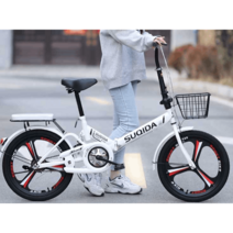 폴딩 바이크 초경량 미니벨로 출퇴근 휴대용 자전거, 싱글스피드 핑크패키지16인치