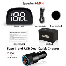 차량 속도계 hud 카플레이 모니터 Vjoycar 새로운 gps 디지털 흰색녹색 디스플레이 플러그 앤 플레이 모든 자동차에 대한 큰 글꼴 자동차 전자 액세서리, kmh-담배-흰색