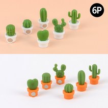 미니 선인장 자석 메모 사진부착용 6P 2개 자석고정 부착식자석, 화이트