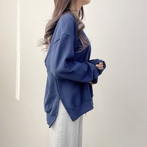 겨울 맨투맨 따뜻 기모 오버핏 트임 러블리 무지 맨투맨 여자 겨울맨투맨