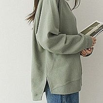 카라 루즈핏 무지 쭈리 옆트임 롱 박스 데일리 맨투맨