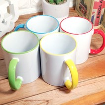 손잡이칼라 승화전사머그컵 색상혼합 60개단위 판매 코팅머그잔